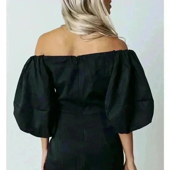 NWT! Impressions Say Less Dress In Black / Bubble Sleeves / Woman’s Small - Picture 2 of 15